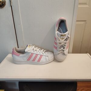 Woman's Adidas White and Pink Sneakers